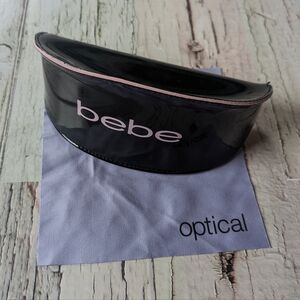 BEBE Black Patent Leather Sunglasses/Glasses Case With Pink Interior